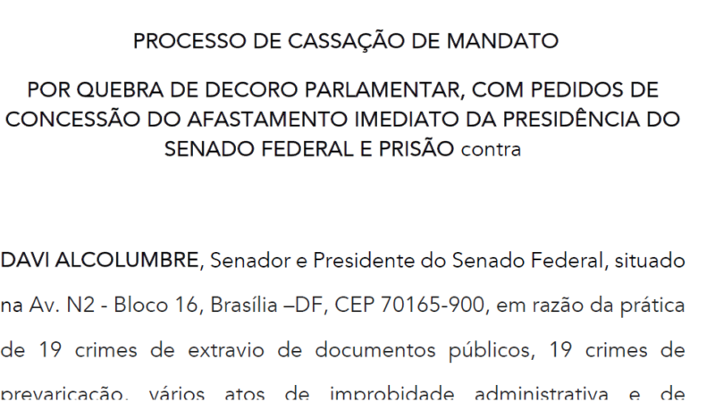 Pedido de cassação do mandato de Alcolumbre  2