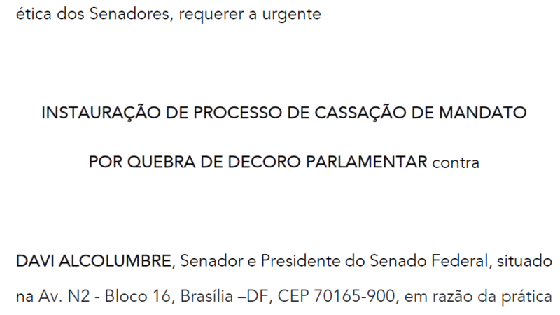 Pedido de cassação do mandato de Alcolumbre 1