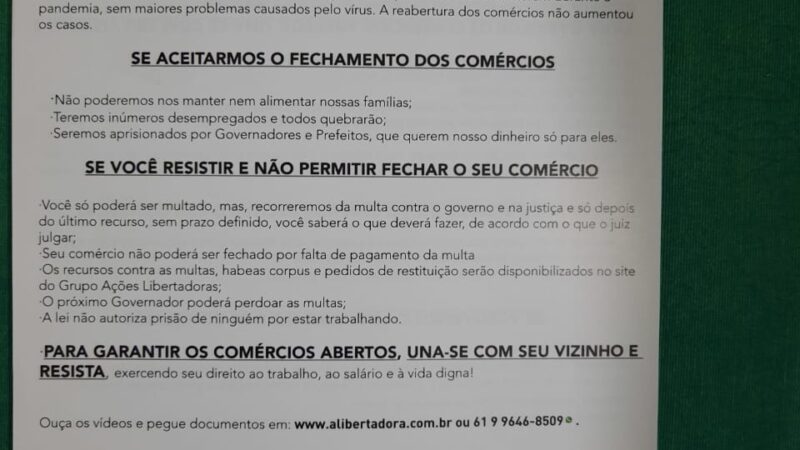 RESISTÊNCIA JÁ: COMÉRCIOS ABERTOS